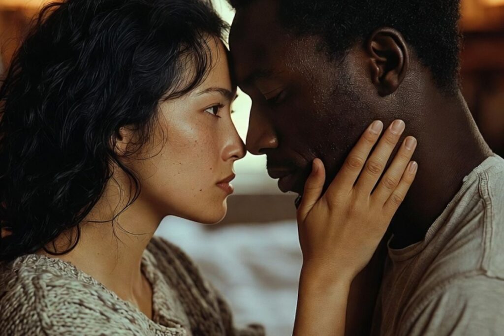 Couple intime en moment tendre et affectueux