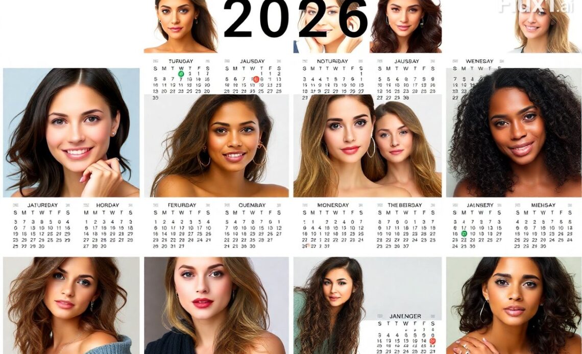Calendrier sexy 2026 xlovecam avec portraits divers de femmes